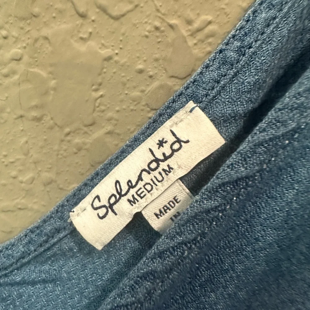 Splendid lightweight denim faux wrap dress Sz M - Picture 2 of 10